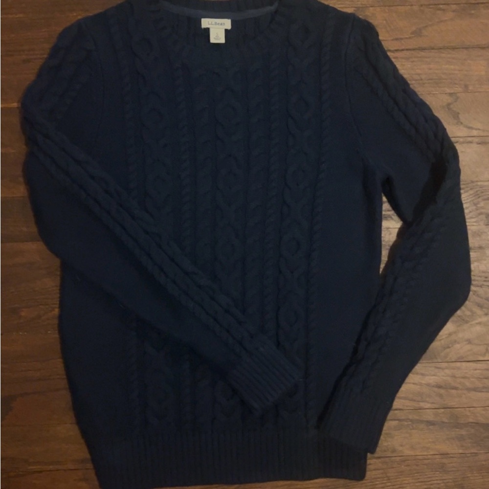 L.L. Bean Navy Cable Knit Sweater